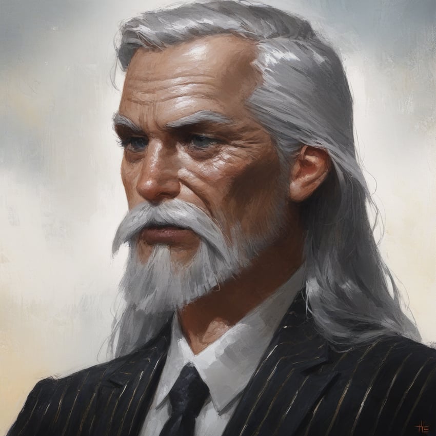 1boy, beard, black_necktie, black_suit, blue_eyes, closed_mouth, collared_shirt, dreson