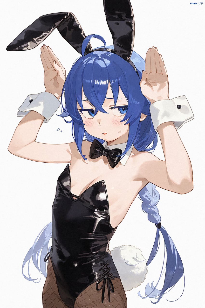 1girl, absurdres, ahoge, animal_ears, armpits, bangs, bare_shoulders, black_bow