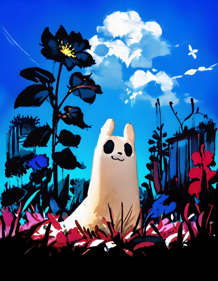 :3, absurdres, animal_focus, blue_sky, cloud, contrail, day, elegon