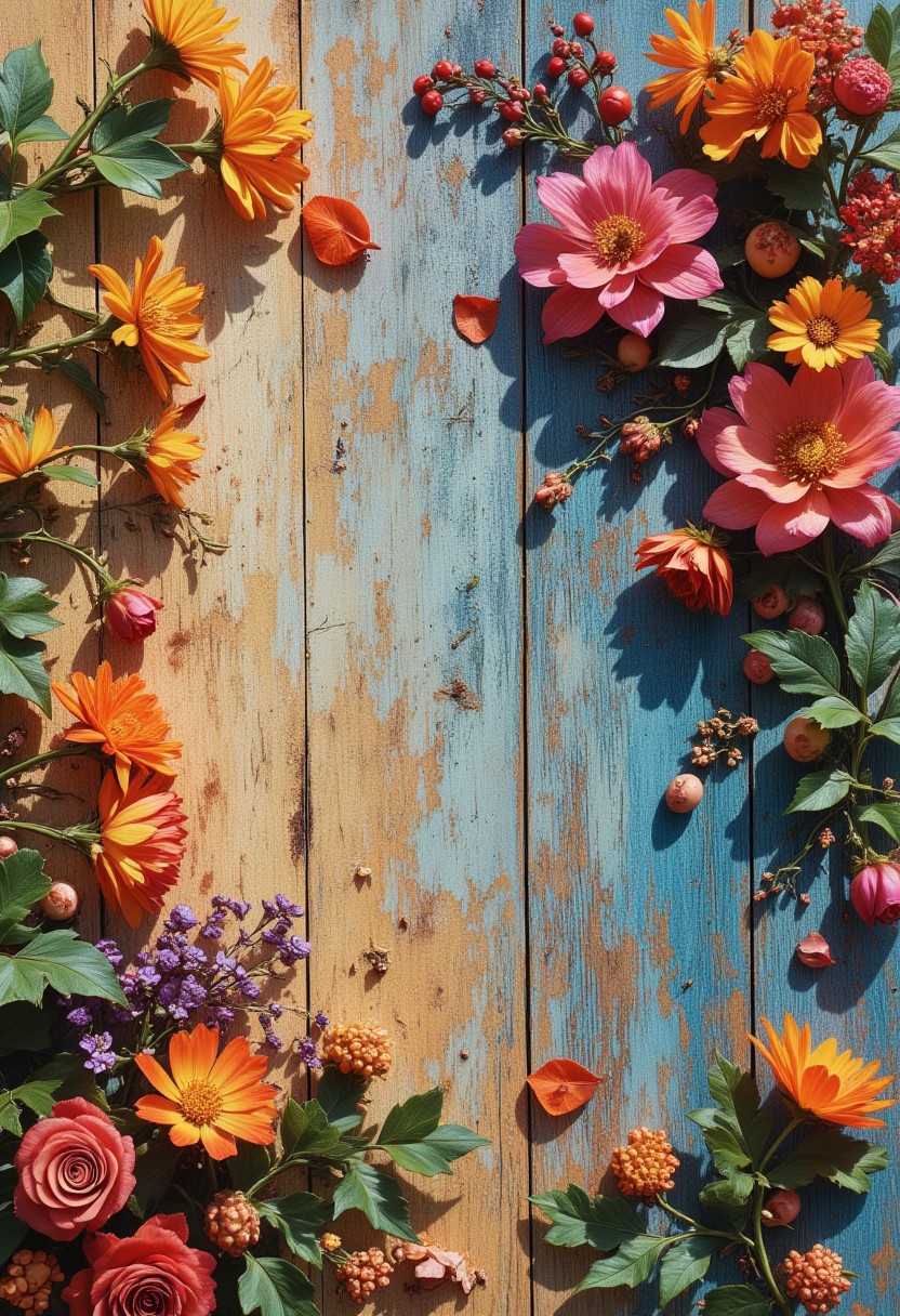 colorful, day, flower, flux, from_above, knolling, leaf, lora