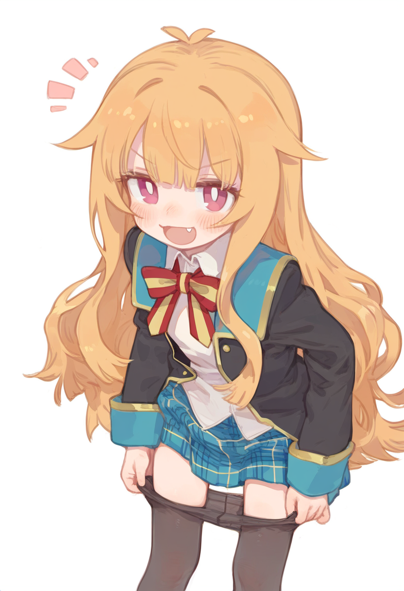 1girl, 4o4n0tf0und, amatsuka_mao, antenna_hair, black_jacket, black_pantyhose, blue_skirt, blush