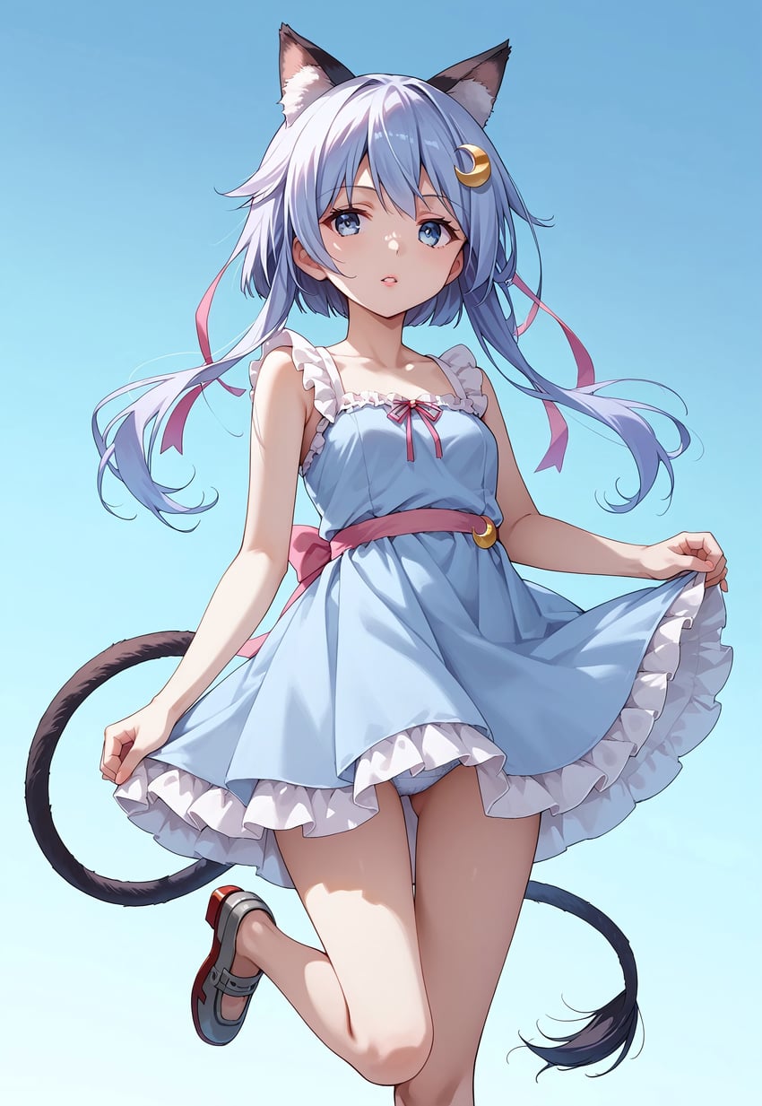 1girl, absurdres, animal_ear_fluff, animal_ears, ass_visible_through_thighs, bangs, bare_arms, bare_shoulders