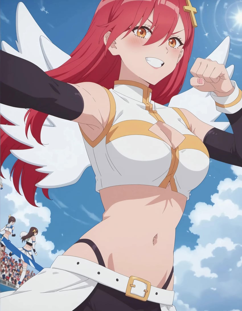 1girl, 2.5_jigen_no_ririsa, absurdres, ariel_(2.5_jigen_no_ririsa), armpit_crease, armpits, belt, black_sleeves