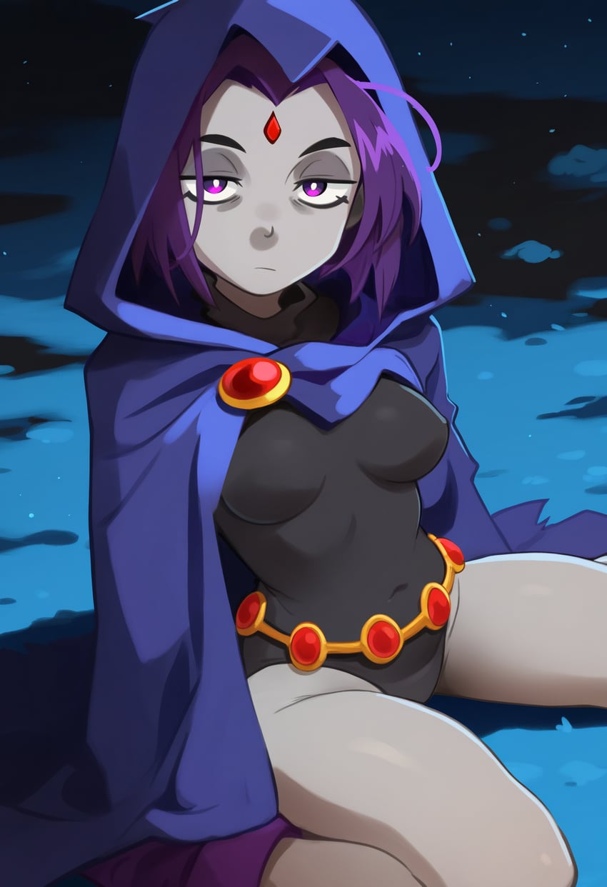 1girl, adetailer, belt, blue_cape, breasts, breasts_apart, bright_pupils, cape