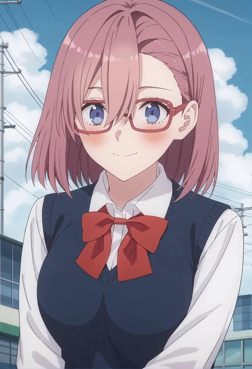 1girl, 2.5_jigen_no_ririsa, absurdres, amano_ririsa, anime_coloring, bangs, black_sweater_vest, blue_eyes