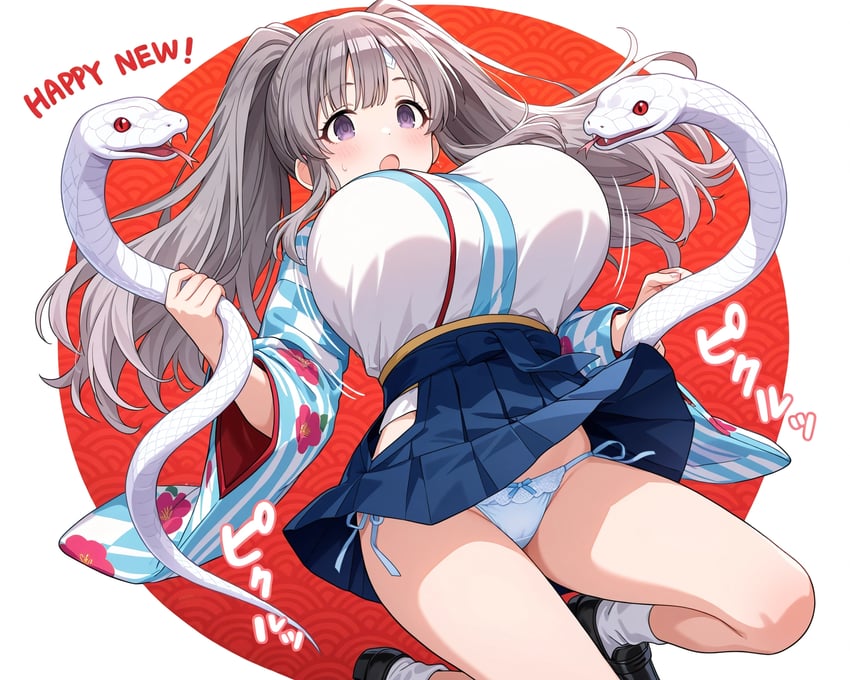 1girl, alternate_breast_size, animal, animal_ears, anonymous_(japanese), bangs, black_footwear, blunt_bangs