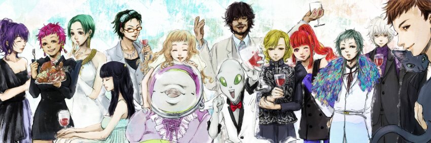 2others, 5boys, 6+girls, absurdres, alternate_costume, androgynous, anniversary, beluga_whale