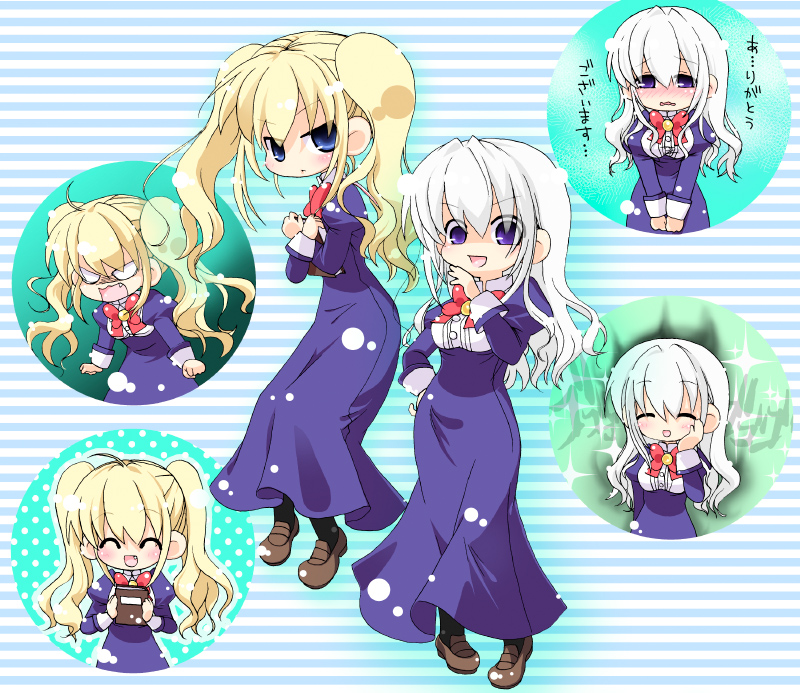 1boy, 1girl, crossdressing, dress, fang, kasane, kisakinomiya_chihaya, multiple_girls