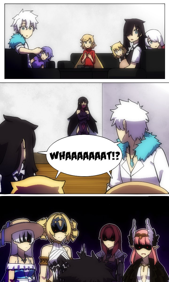 anastasia_(fate), anastasia_(swimsuit_archer)_(first_ascension)_(fate), bare_shoulders, black_hair, blonde_hair, blue_eyes, breasts, circe_(fate), detached_sleeves, english_text, fate/grand_order, fate_(series), father_and_child, father_and_daughter, father_and_son, feathered_wings, fujimaru_aleksandra_(lonewolf4299), fujimaru_anna_(lonewolf4299), fujimaru_helena_(lonewolf4299), fujimaru_nicholas_(lonewolf4299), fujimaru_ritsuka_(male), fujimaru_saorise_(lonewolf4299), hat, headpiece, highres, if_they_mated, jewelry, large_breasts, lazyartlazy12, mask, medium_breasts, mother_and_child, mother_and_daughter, mother_and_son, mouth_mask, multiple_girls, necklace, original, pants, parent_and_child, pink_hair, pollux_(fate), purple_hair, purple_shirt, red_eyes, red_shirt, scathach_(fate), shirt, small_breasts, speech_bubble, sun_hat, viy_(fate), white_hair, white_shirt, wings