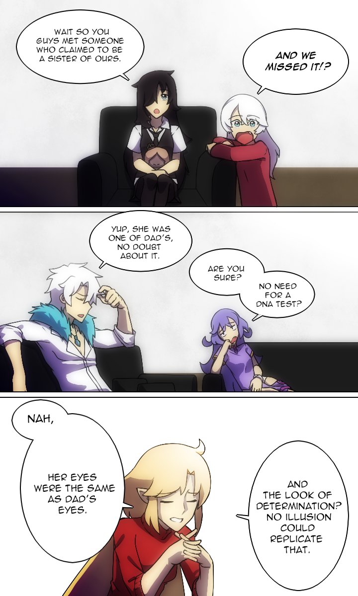 black_hair, black_pants, black_shirt, blonde_hair, blue_eyes, breasts, brother_and_sister, chair