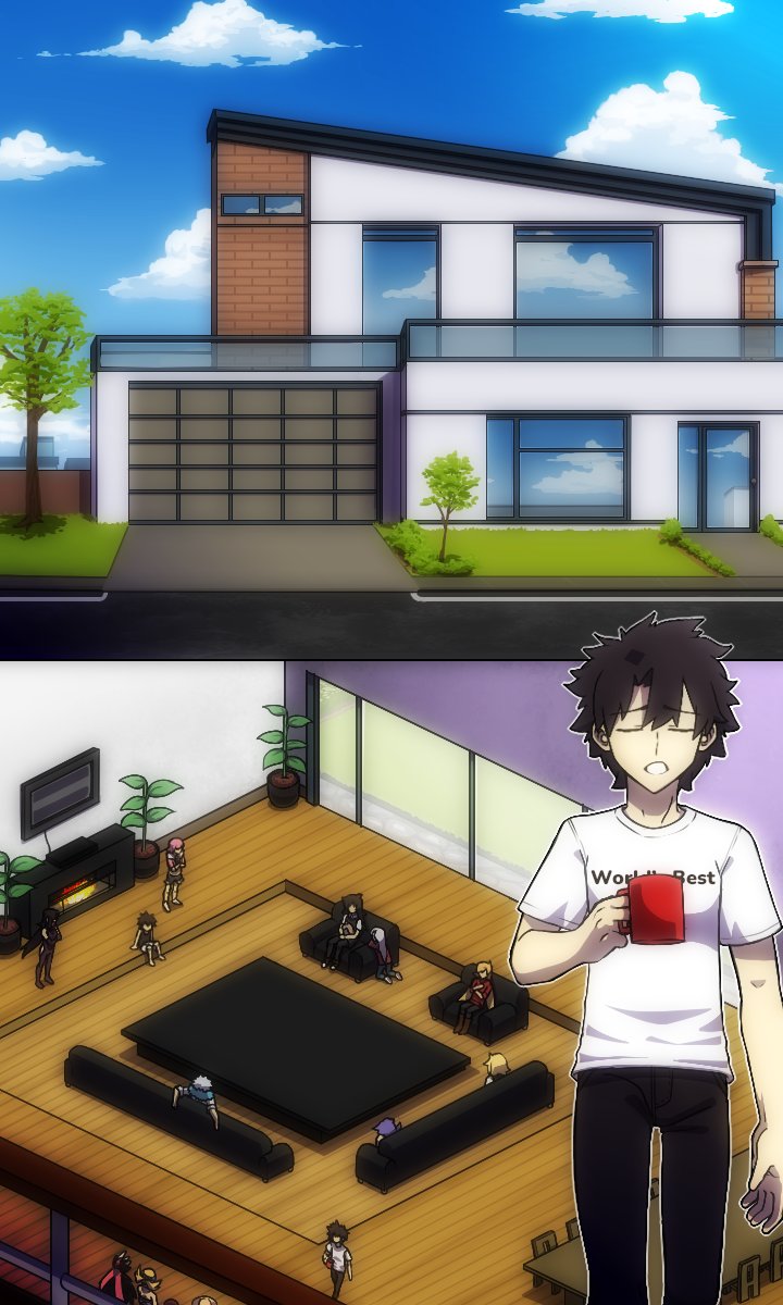 3boys, 6+girls, anastasia_(fate), anastasia_(swimsuit_archer)_(first_ascension)_(fate), black_hair, black_pants, blonde_hair, brother_and_sister