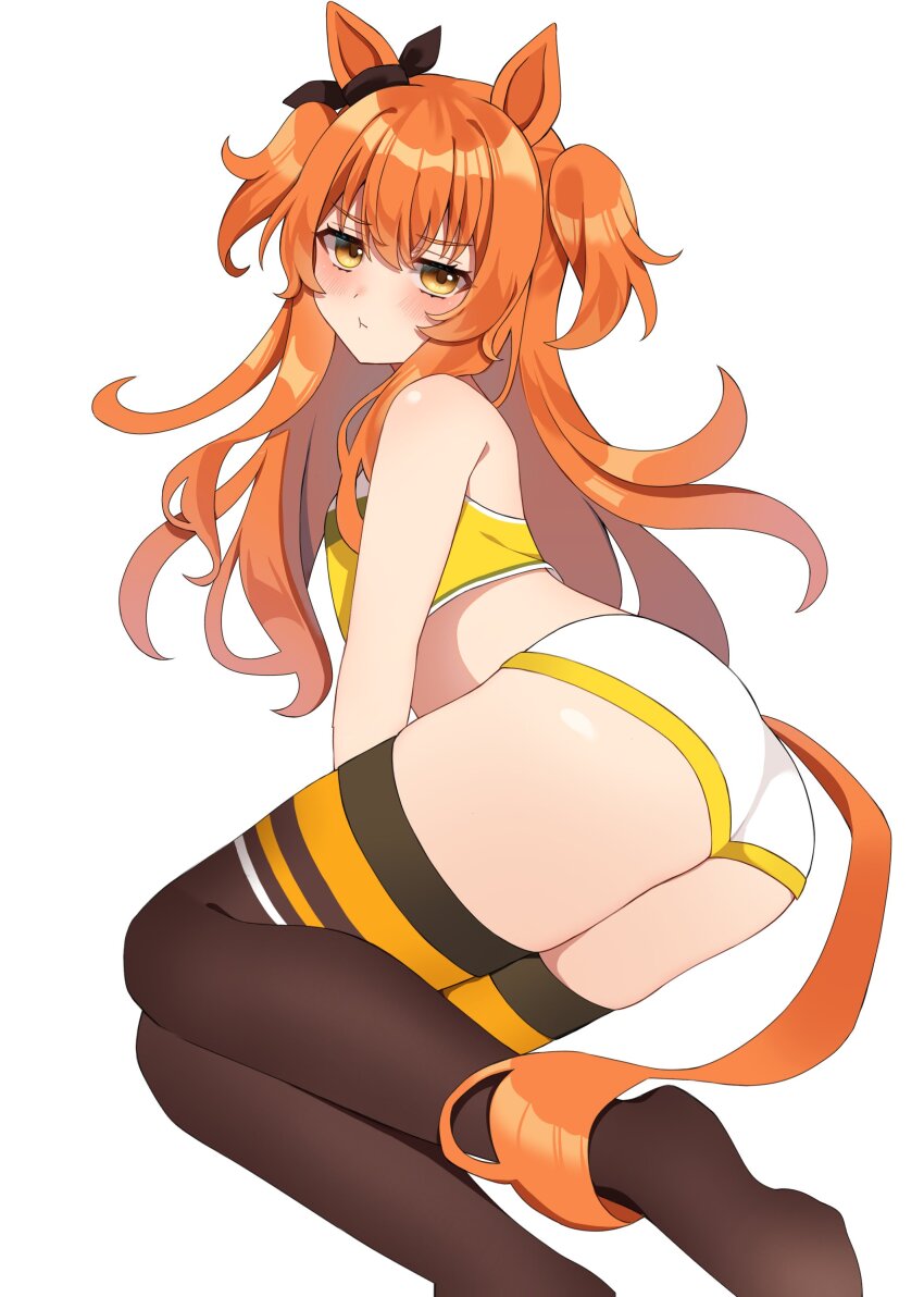 :t, absurdres, animal_ears, ass, ass_focus, black_socks, blush, closed_mouth