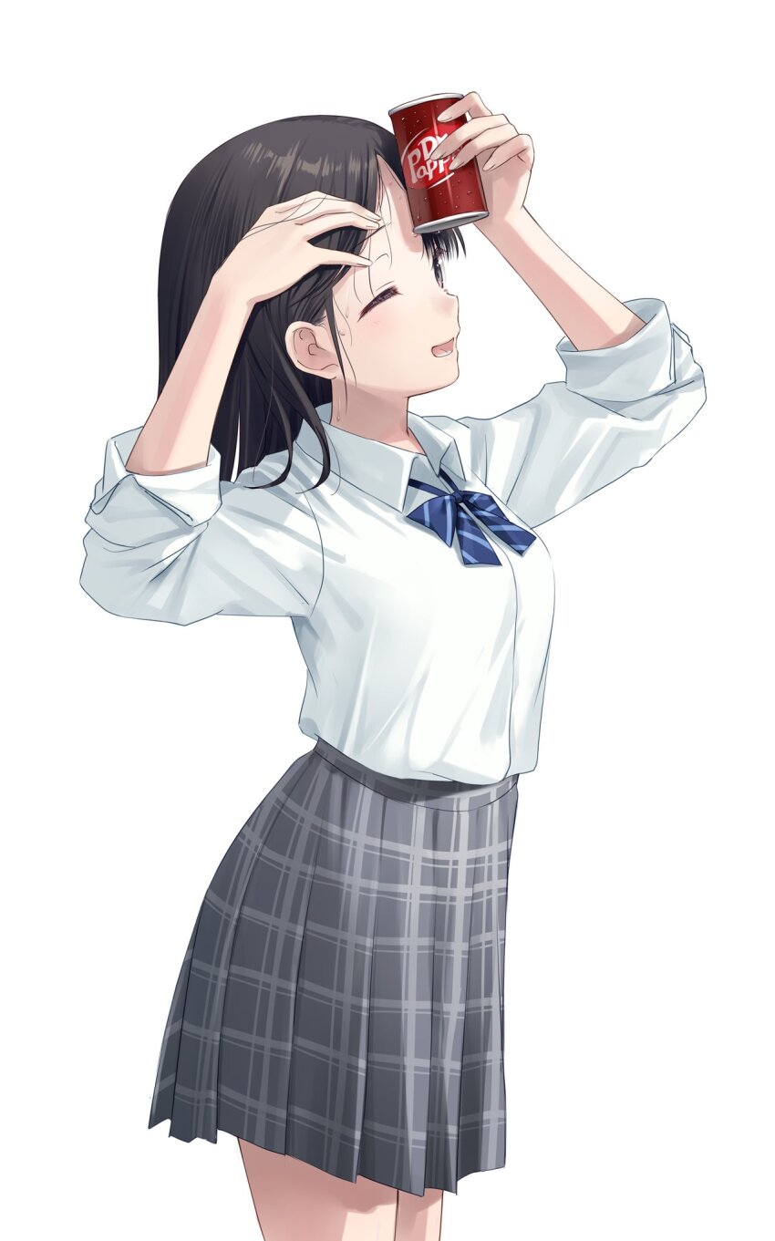 1girl, adjusting_hair, arms_up, black_eyes, black_hair, blue_bow, blue_bowtie, bow