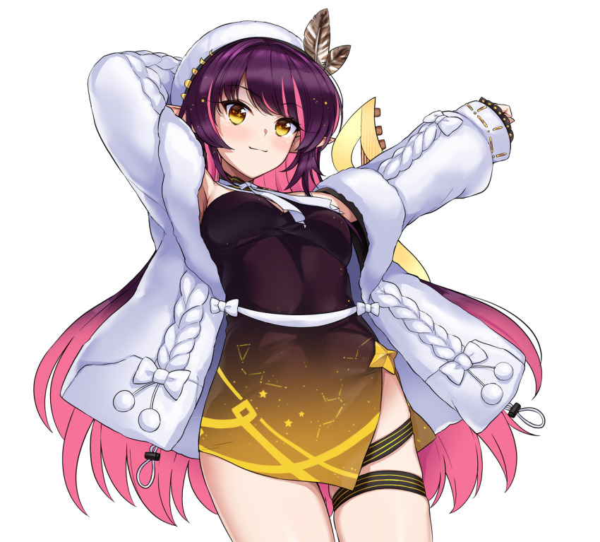 1girl, bad_source, beret, black_dress, black_jacket, blush, breasts, closed_mouth