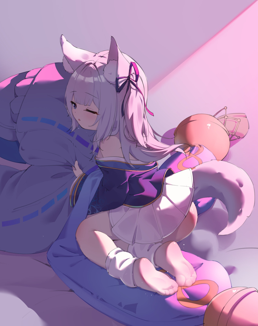 1girl, absurdres, aged_down, animal_ear_fluff, animal_ears, azur_lane, blue_eyes, blue_kimono