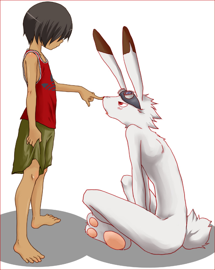 00s, animal_hands, ashita_(liquid_berry_revolution), barefoot, child, feet, furry, ikezawa_kazuma, king_kazma, nude, pawpads, soles, summer_wars, tan, toes