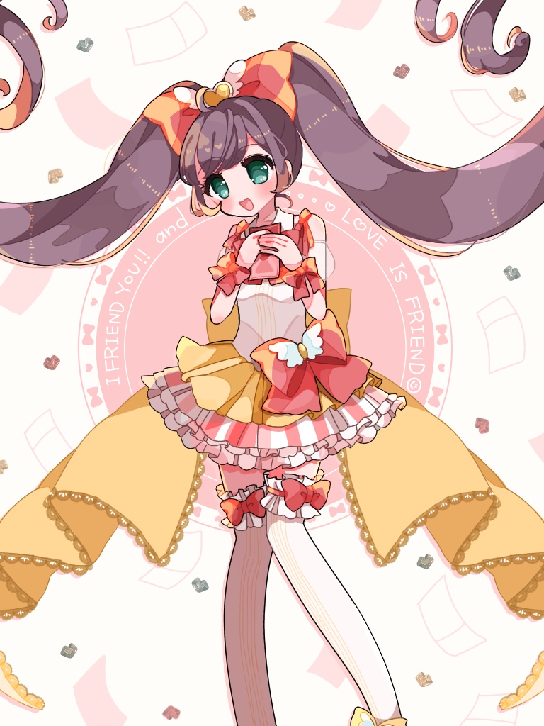 1girl, :d, ahoge, bad_source, blush, bow, dress, feet_out_of_frame