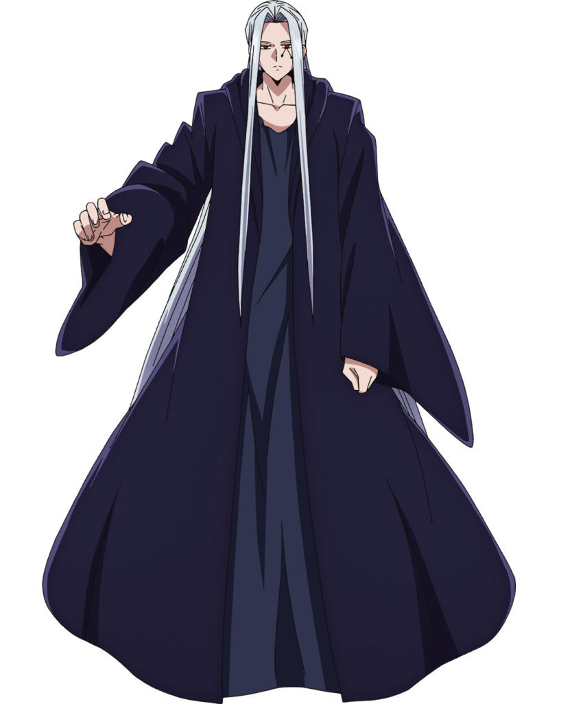 1boy, black_robe, collarbone, facial_mark, full_body, highres, innocent_zero, long_hair