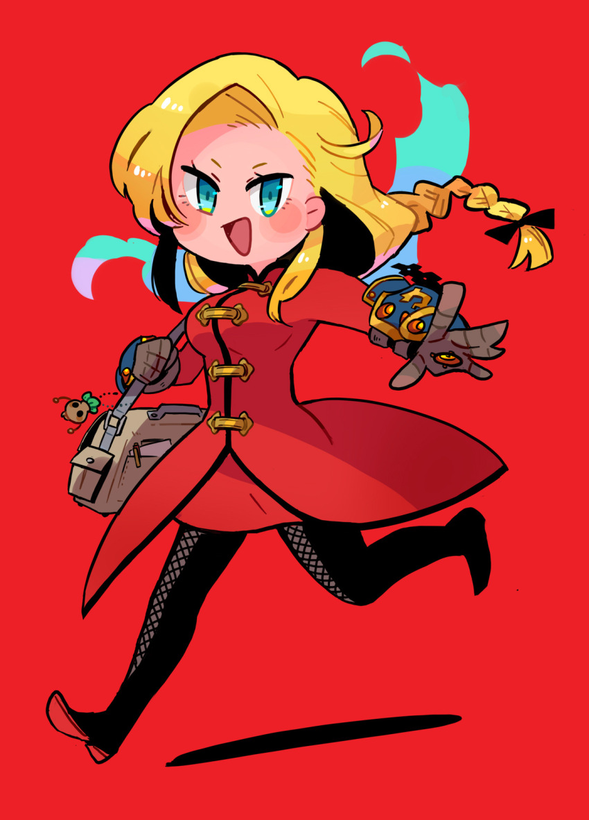 1girl, alchemist_(sekaiju), alchemist_4_(sekaiju), black_boots, blonde_hair, blush_stickers, boots, braid