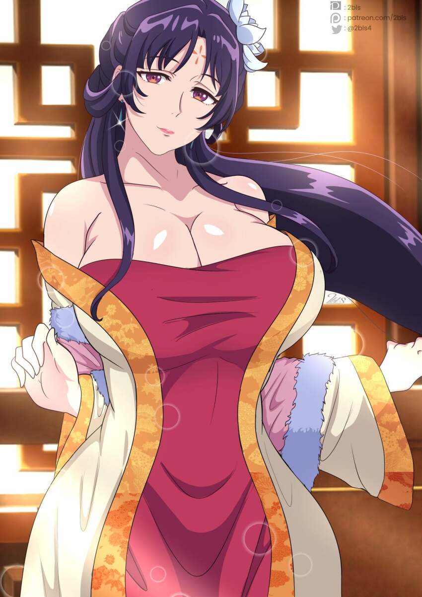 1girl, bare_shoulders, breasts, cleavage, collarbone, highres, huge_breasts, kusuriya_no_hitorigoto