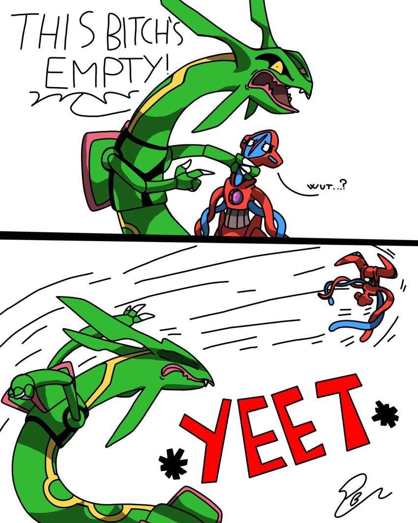 alien, angry, deoxys, deoxys_(normal), disgust, dragon, english_text, fang