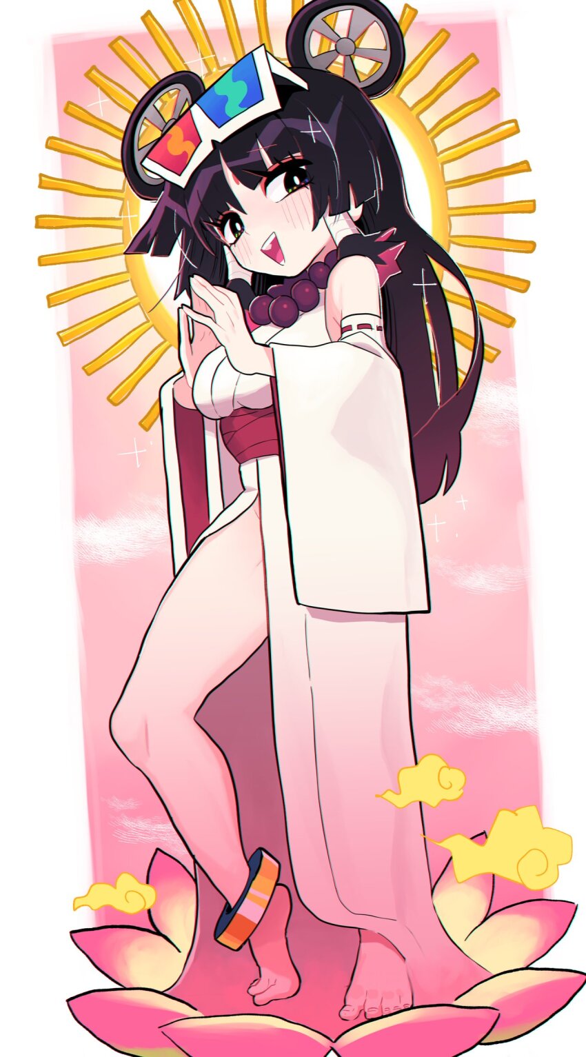 1girl, 3d_glasses, anklet, bare_shoulders, barefoot, bead_bracelet, beads, bindi