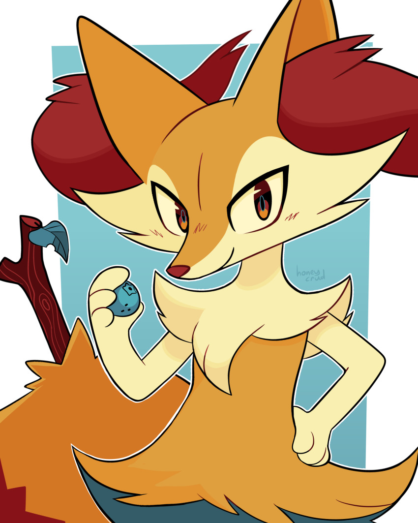 absurdres, berry_(pokemon), blush, braixen, furry, gen_6_pokemon, highres, holding