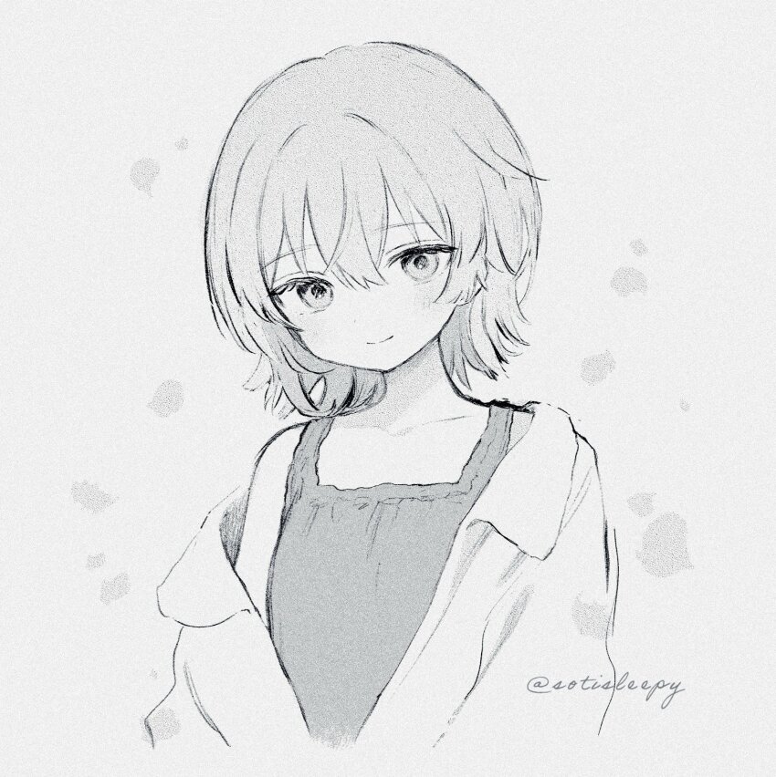 1girl, breasts, camisole, character_name, closed_mouth, coat, collarbone, cropped_torso