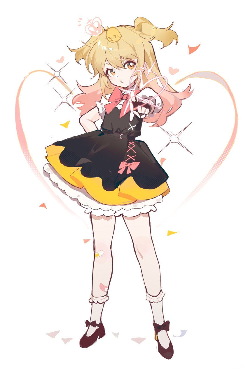 1girl, :o, absurdres, animal, animal_on_head, ankle_socks, arin_(fanfan013), baby_animal