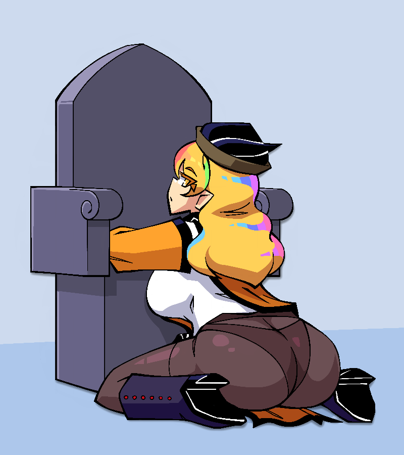 1girl, ass, ass_focus, black_footwear, black_pantyhose, blonde_hair, boots, breasts