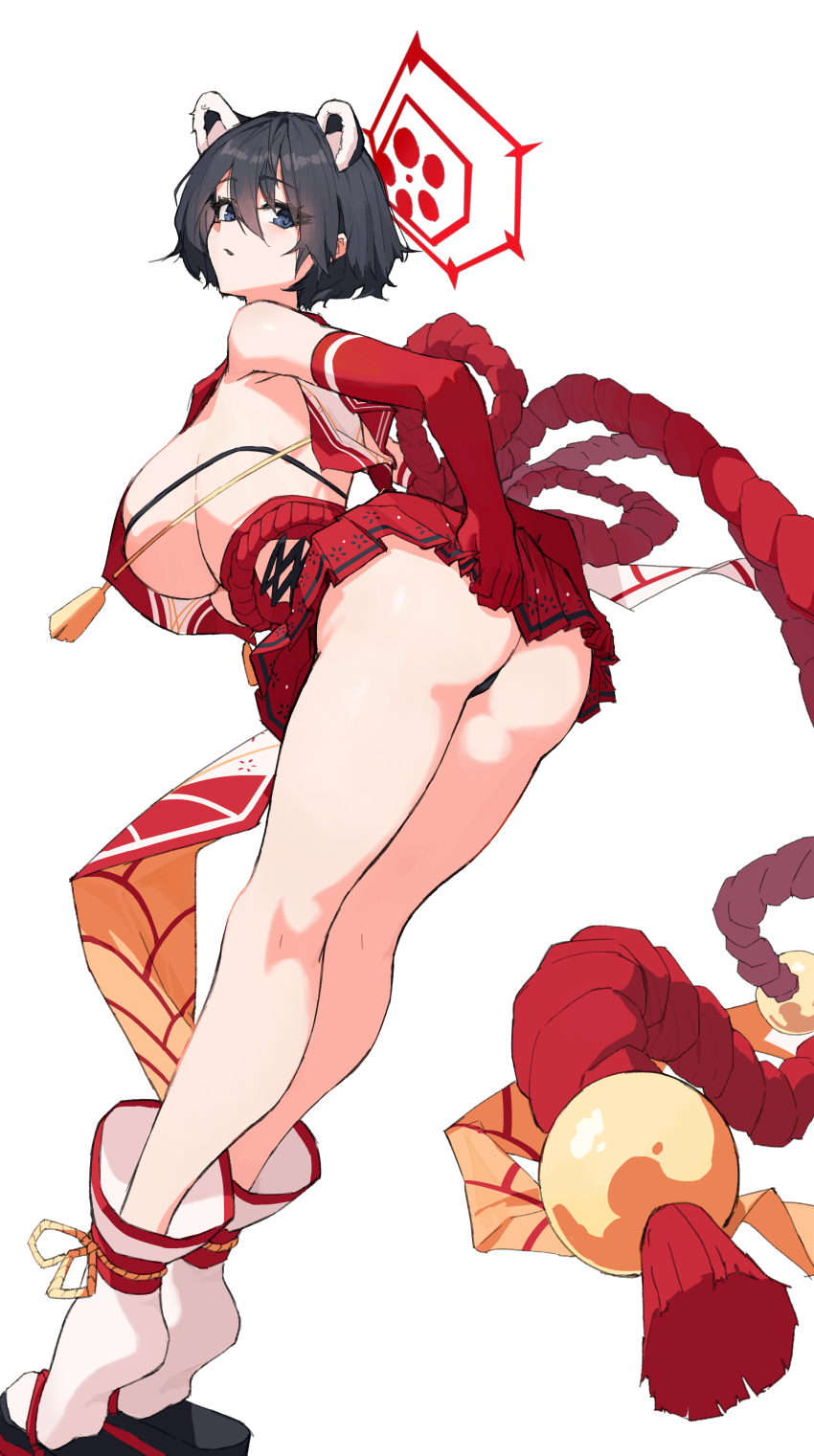 1-5iro, 1girl, absurdres, ass, black_eyes, black_hair, blue_archive, breasts