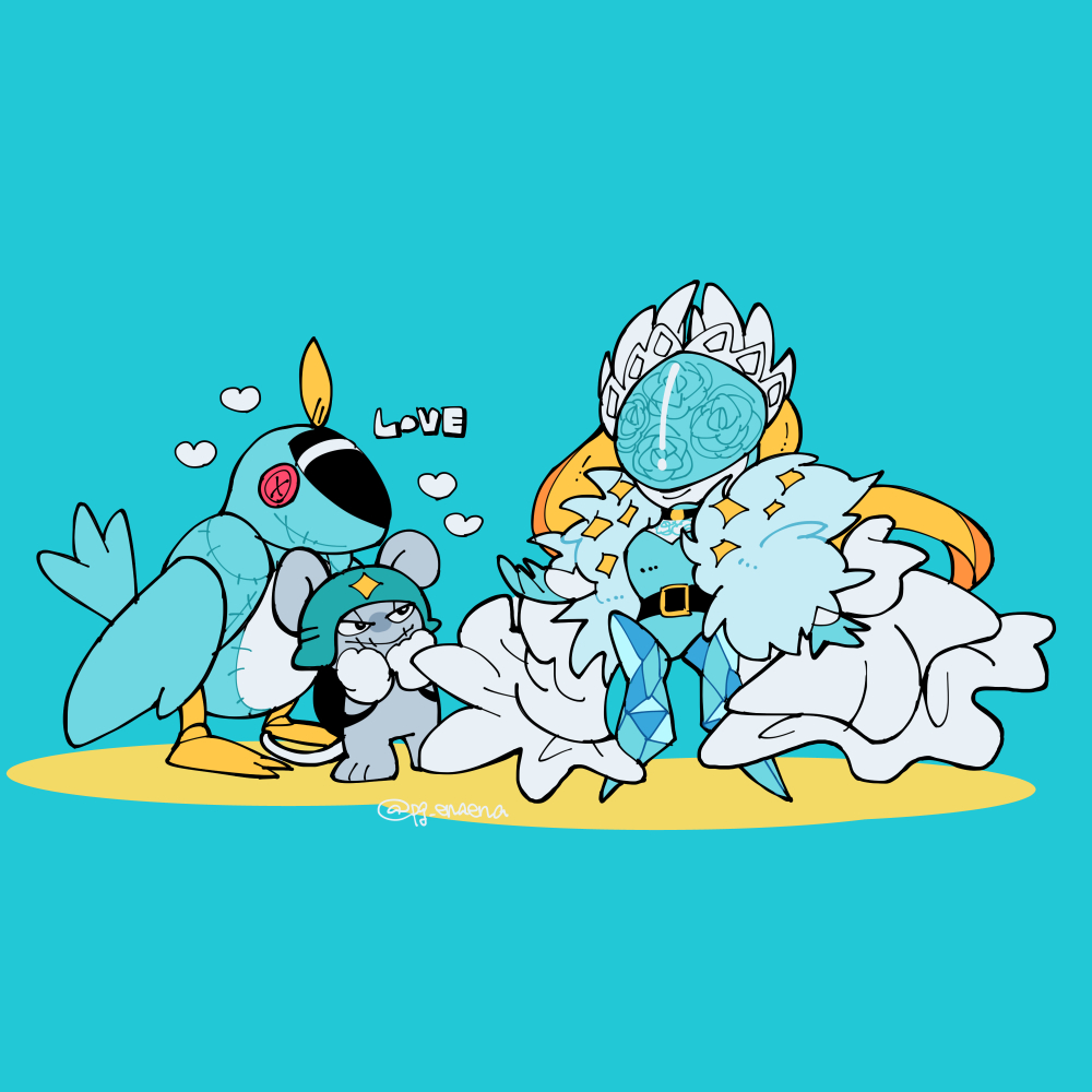 1girl, belt, bird, blue_background, blue_helmet, blue_leotard, boots, cendrillmon