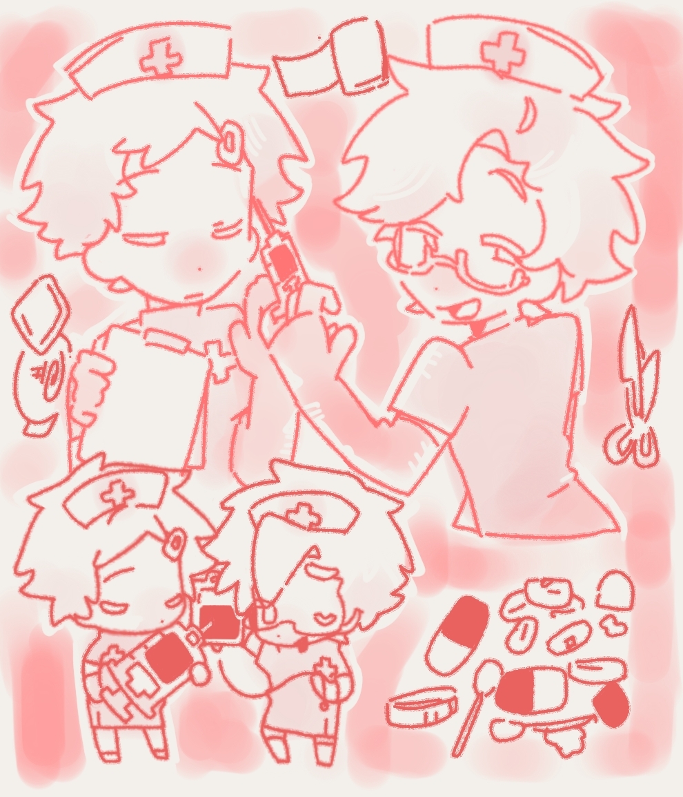 2boys, atou_haruki, chibi, chinese_commentary, clipboard, closed_eyes, closed_mouth, commentary_request