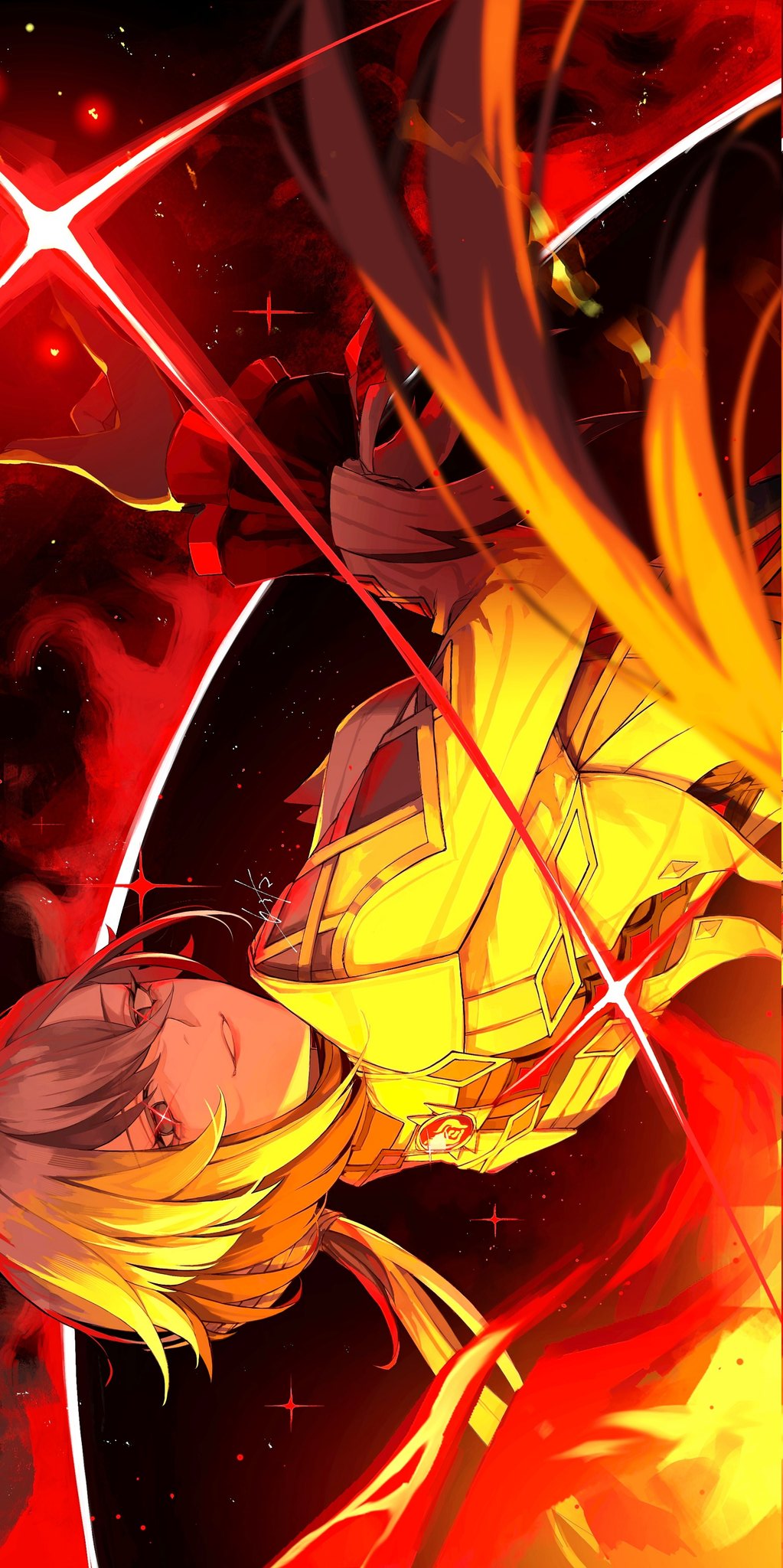 1girl, arlecchino_(genshin_impact), black_background, black_eyes, bright_pupils, coat, commentary_request, cross-shaped_pupils