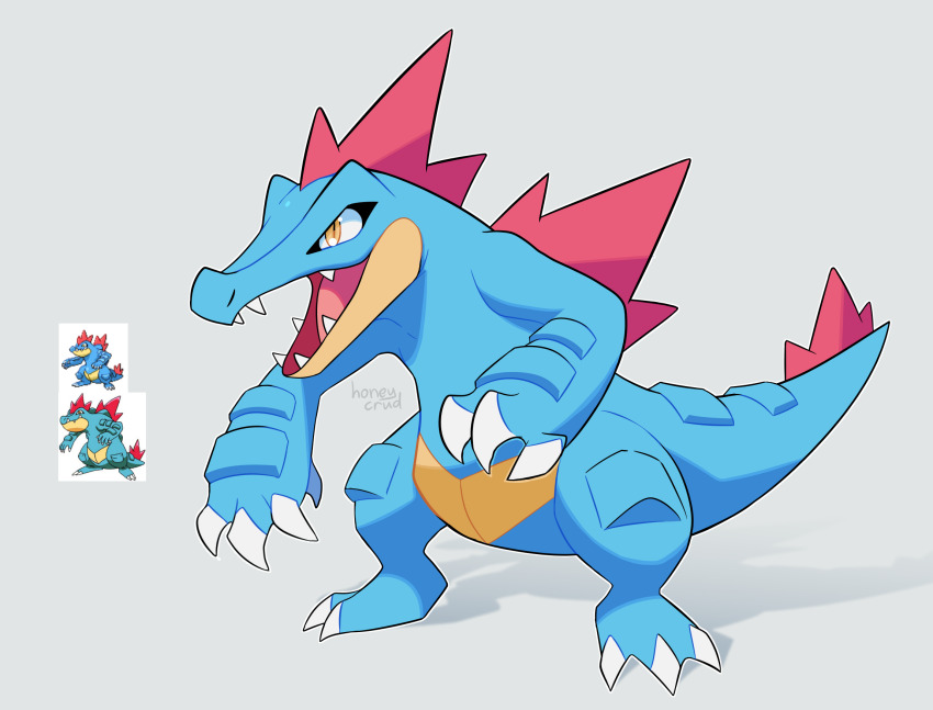 artist_name, blue_skin, blue_tail, claws, colored_skin, fangs, feraligatr, gen_2_pokemon