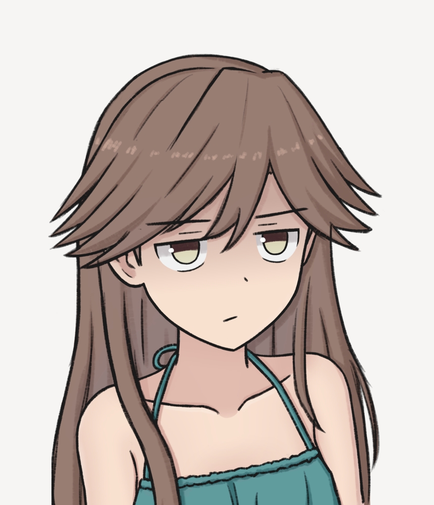 1girl, arashio_(kancolle), bikini, brown_eyes, brown_hair, closed_eyes, cosplay, green_bikini