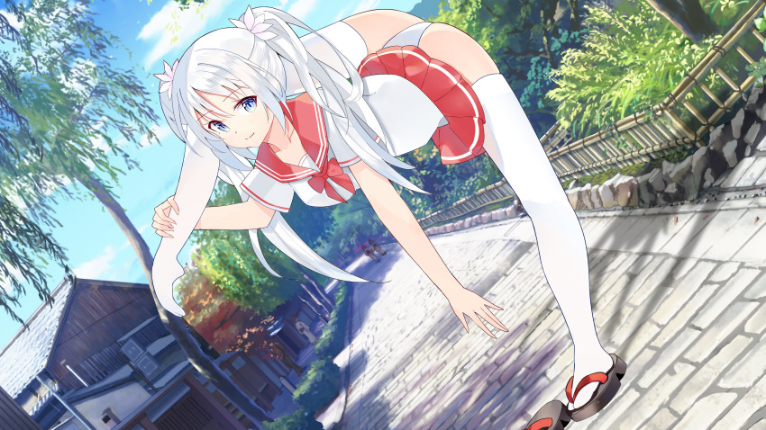 1girl, blue_eyes, blush, collarbone, contortion, dutch_angle, flexible, guyutongxue