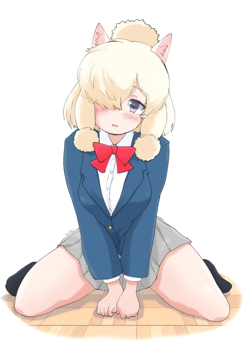 1girl, absurdres, alpaca_ears, alpaca_girl, alpaca_suri_(kemono_friends), alternate_costume, animal_ears, black_socks