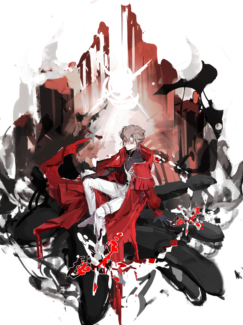 1boy, absurdres, black_gloves, brown_hair, chinese_commentary, closed_mouth, coat, commentary_request