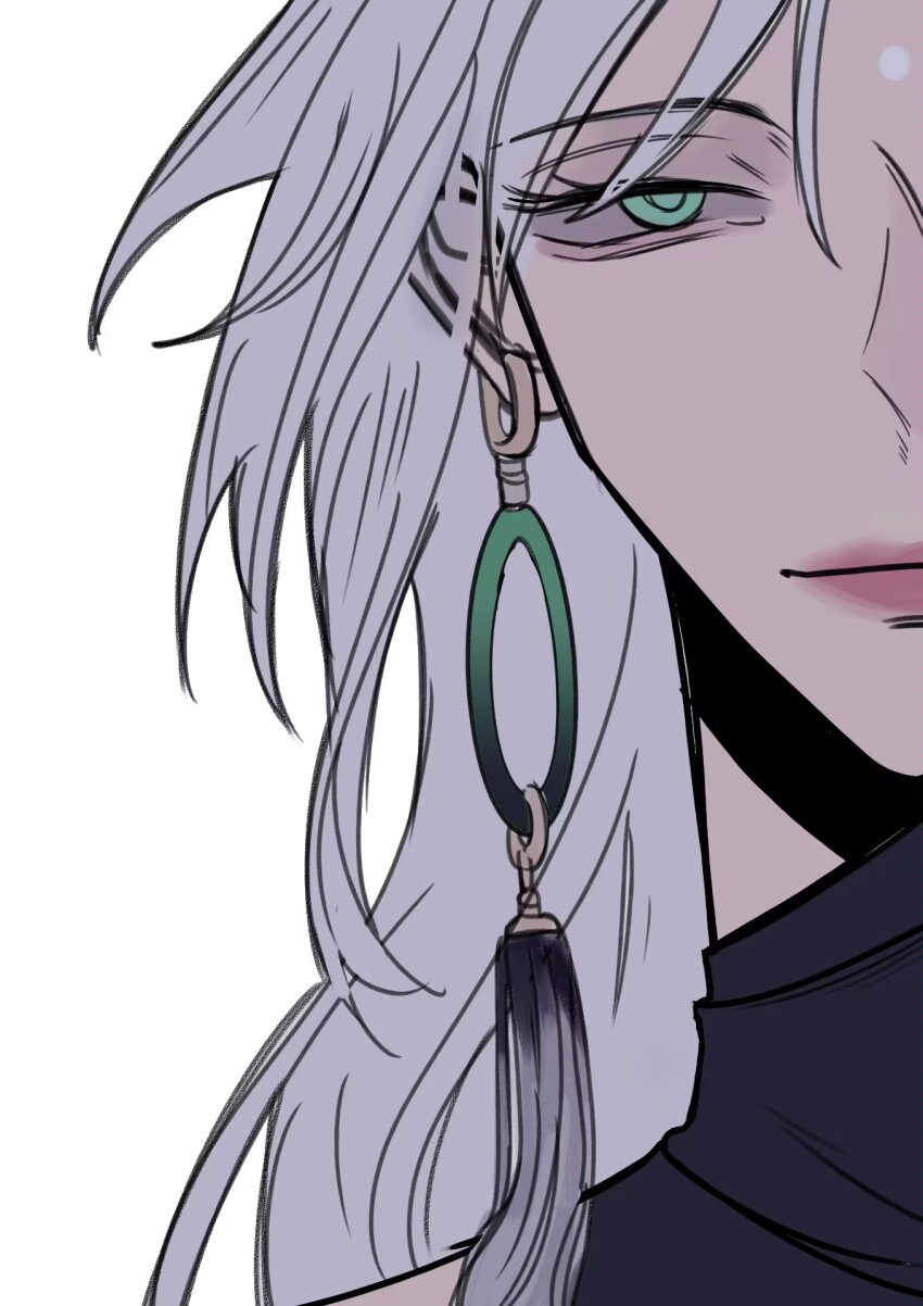 1girl, closed_mouth, commentary, du_ruo_(path_to_nowhere), green_eyes, highres, jian1017, long_hair