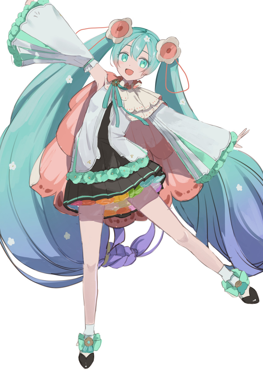 1girl, absurdres, aqua_eyes, aqua_hair, blue_hair, commentary, detached_sleeves, dress