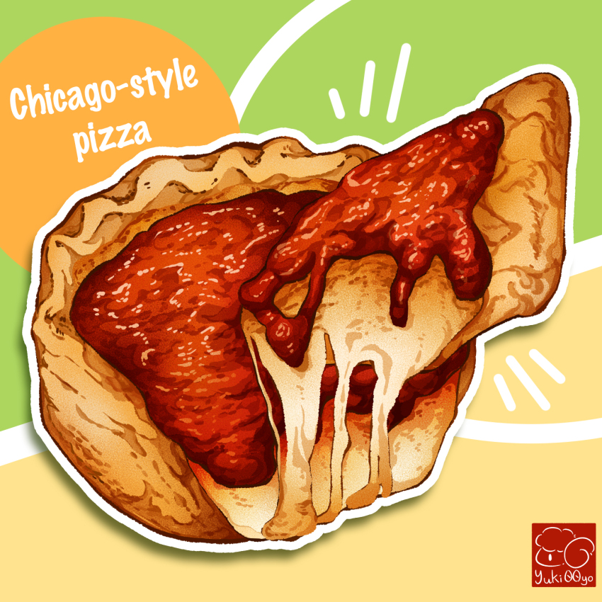 artist_logo, cheese, chicago_deep_dish_pizza, food, food_focus, food_name, highres, logo, no_humans, original, pizza, tomato_sauce, yuki00yo