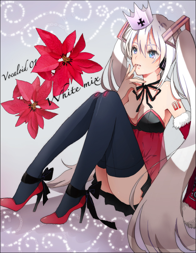 1girl, alternate_hair_color, bad_id, bad_pixiv_id, blue_eyes, bow, bowtie, crown