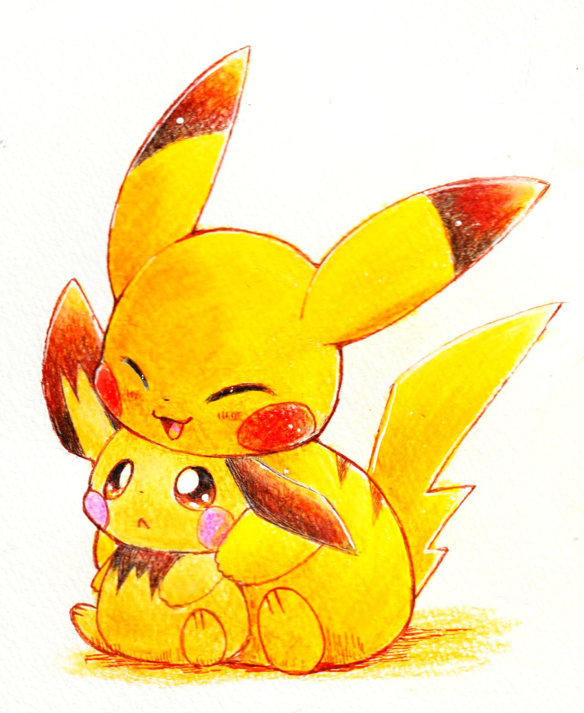blush, brown_eyes, closed_eyes, closed_mouth, evolutionary_line, frown, gen_1_pokemon, gen_2_pokemon