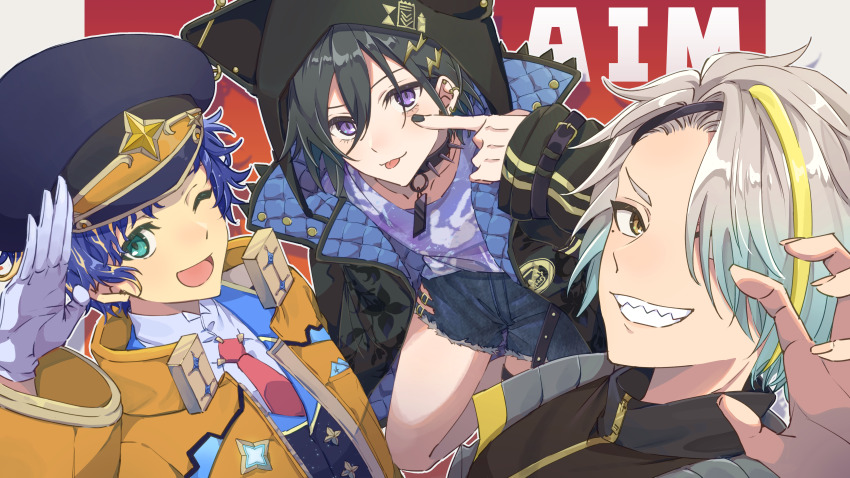 absurdres, aqua_eyes, astel_leda, bishounen, black_hair, black_nails, blonde_hair, blue_hair