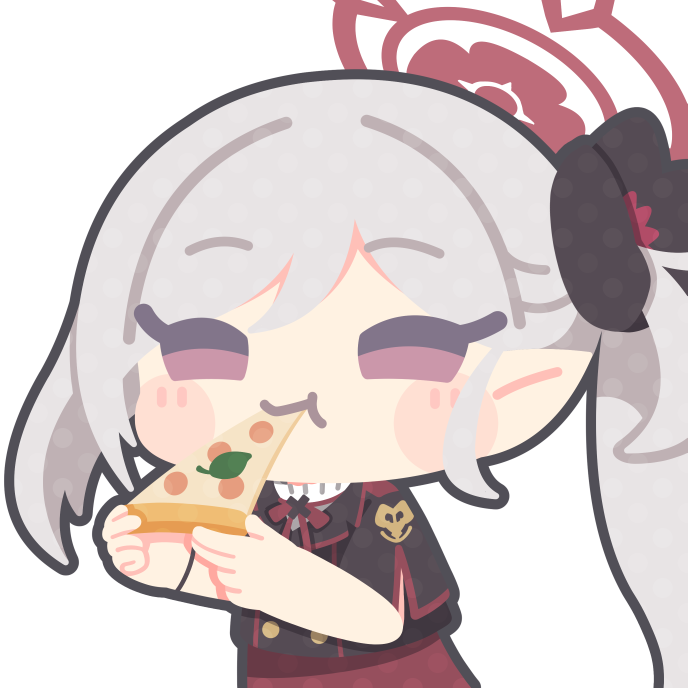 1girl, black_shirt, blue_archive, blush, closed_mouth, eating, food, grey_hair