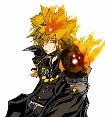 1boy, belt, black_pants, blonde_hair, cape, fire, giotto_(reborn), gloves