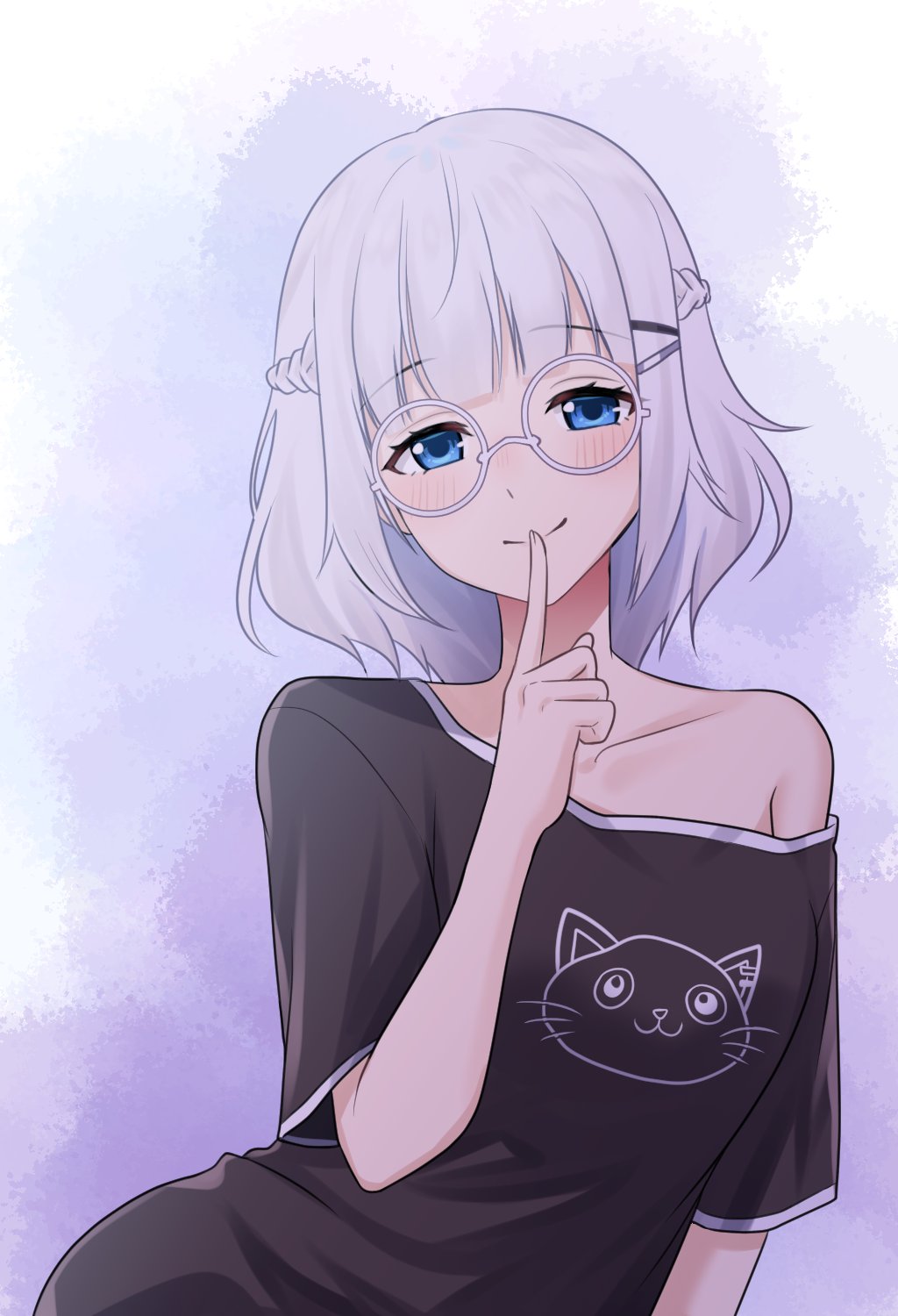 1girl, alia_adelia, angon623, black_shirt, blue_eyes, braid, closed_mouth, collarbone