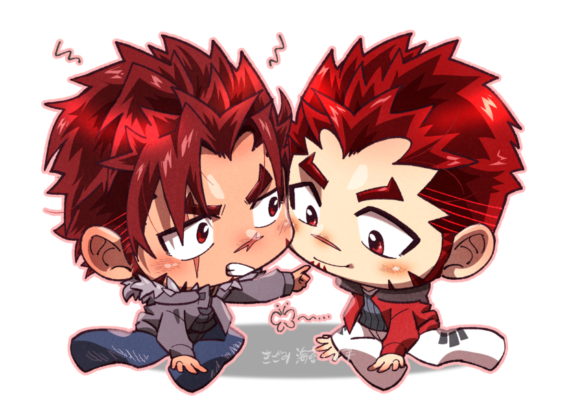 2boys, akashi_(alter)_(live_a_hero), akashi_(live_a_hero), bug, butterfly, cheek-to-cheek, chibi, dual_persona