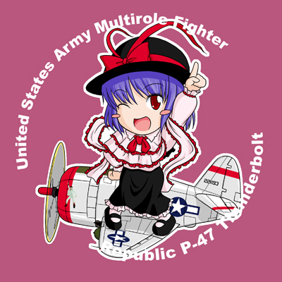 1girl, aircraft, airplane, blue_hair, blush, blush_stickers, chibi, female_focus